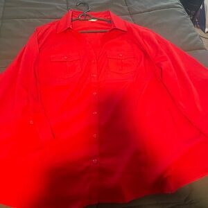 Vibrant Red Button-Up Shirt